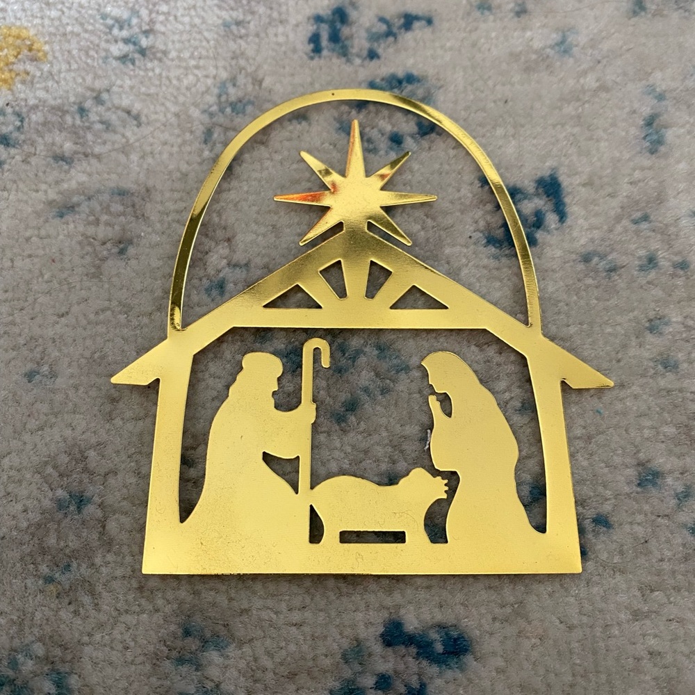 Brass Christmas nativity ornament